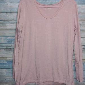 Rounded V-Neck Tee with Gold Shimmer